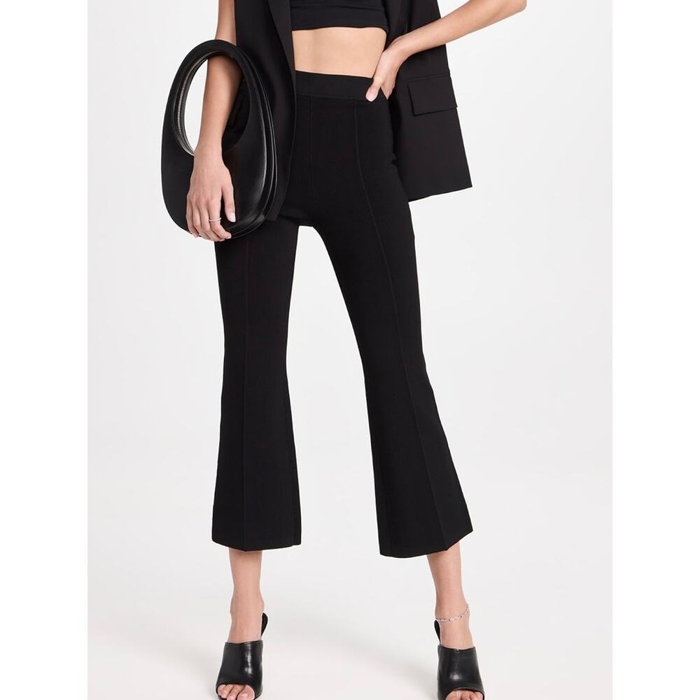 ALC Pants Womens XS Brooklyn Sweater Knit Rayon Pull On Cropped Bootcut Black